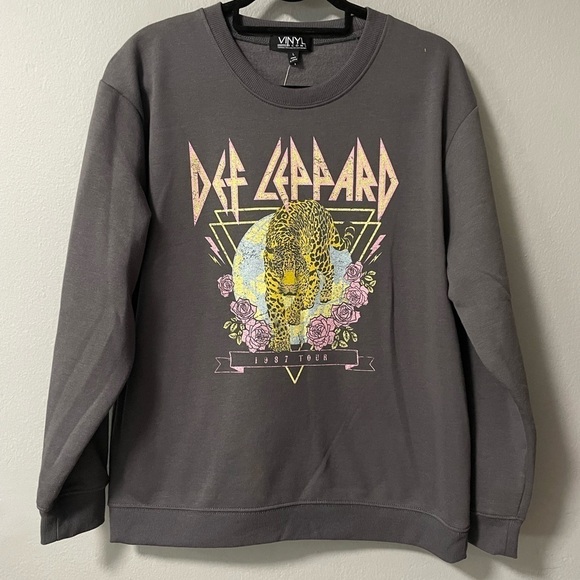 NWT Vinyl Icons Def Leppard gray sweatshirt. Size Large - Picture 1 of 7